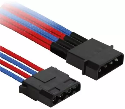 Разветвитель Nanoxia NX4PY2EBR 4-pin MOLEX в 2 х 4-pin MOLEX, 20 см, индивидуальная оплетка, синий/красный
