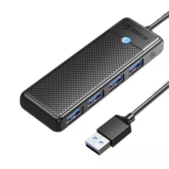 Разветвитель Orico PAPW4A-U3-015-BK-EP с 4xUSB-A 3.0, 5 Гбит/с, подключение через USB-A, кабель 0,15м, чёрный