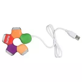 Разветвитель USB 2.0 Buro BU-HUB4-0.5-U2.0-FLOWER 4порт. разноцветный