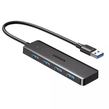 Разветвитель USB 3.0 UGREEN CM219 25851_ 4-Port, с портом питания USB-C. Цвет: черный