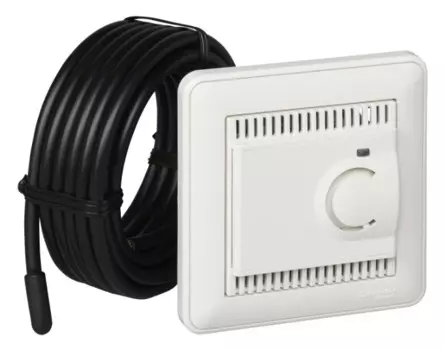 Регулятор Systeme Electric TES-151-18 Wessen 59 теплого пола с датчиком +5 до +50°C, 10А (в сборе, с рамкой), белый