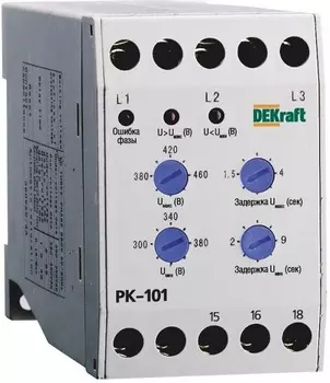 Реле DEKraft 23300DEK контроля фаз 380В тип 01 серии РК-101