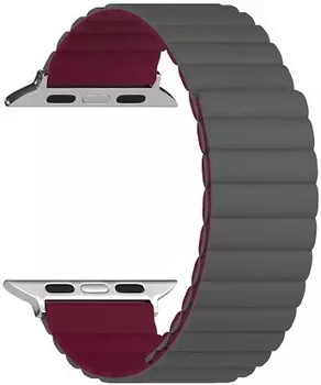 Ремешок на руку Lyambda ACRUX DSJ-30-44-GW cиликоновый для Apple Watch 42/44/45 mm grey/wine red