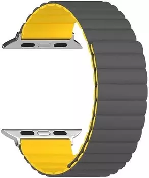 Ремешок на руку Lyambda ACRUX DSJ-30-44-GY cиликоновый для Apple Watch 42/44/45 mm grey/yellow