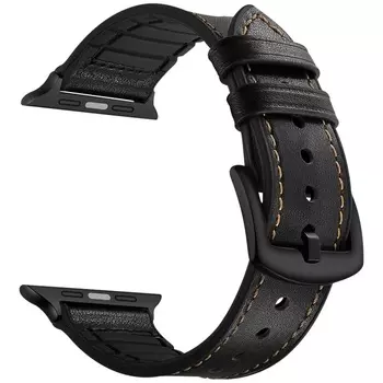 Ремешок на руку Lyambda Antares LWA-10-44-BK комбинированный кожа/силикон для Apple Watch 42/44 mm black