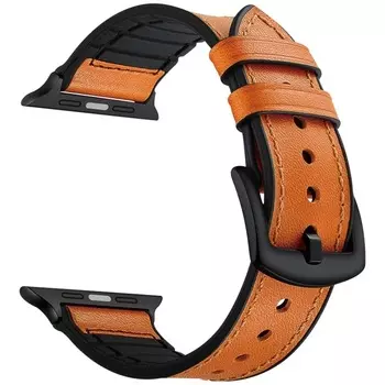 Ремешок на руку Lyambda Antares LWA-10-44-OR комбинированный кожа/силикон для Apple Watch 42/44mm orange-brown