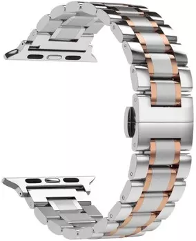 Ремешок на руку Lyambda CETUS DSG-25-40-SR из нержавеющей стали для Apple Watch 38/40/41 mm silver/rose gold