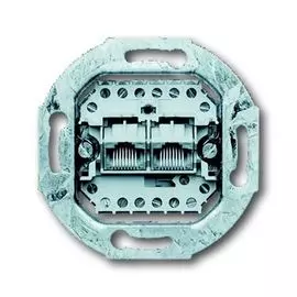 Розетка ABB 0230-0-0243 (механизм) телекоммуникационная 2х8 RJ11/12 RJ45 категория 3, IP20
