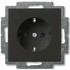 Розетка ABB 2011-0-6142 BASIC 55 с заземлением, с безвинтовыми клеммами, 16А, 250В, IP20 шато (чёрная)