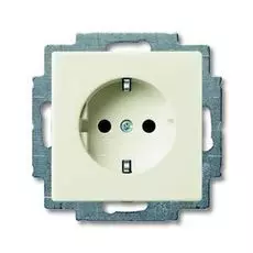 Розетка ABB 2013-0-5339 BASIC 55 с заземлением, со шторками, 16А 250В, IP20 шале (белая)