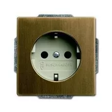 Розетка ABB 2013-0-5398 со шторками, 16А, 250В, IP20 (латунь античная/белая роспись)