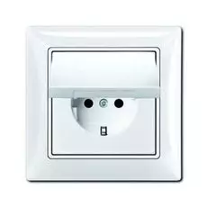Розетка ABB 2018-0-1505 BASIC 55 с заземлением, с крышкой, 16А, 250В, IP44, в сборе (белая)