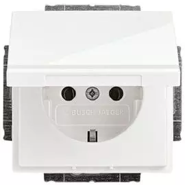 Розетка ABB 2CKA002018A1509 с/з с крышкой белый