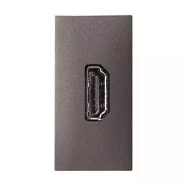 Розетка ABB 2CLA215570N1801 (механизм) HDMI разъёма, тип А, с HDMI разъёмом мама на тыльной стороне, 1-модульный, антрацит