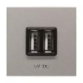 Розетка ABB 2CLA228500N1301 (механизм) USB зарядного устройства, 2М, 2х750 мА / 1х1500мА, серебро