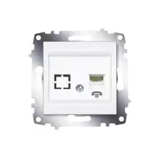Розетка ABB 619-010200-221 Cosmo информационная RJ 11 + гнездо, 50В, IP20 (белая)