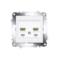 Розетка ABB 619-010200-222 Cosmo информационная TF 2 поста RJ 11 + RJ 11, 50В, IP20 (белая)