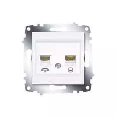 Розетка ABB 619-010200-249 Cosmo компьютерная + TF двойная RJ45 cat 6 + RJ 11, 50В, IP20 (белая)
