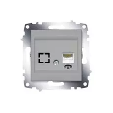 Розетка ABB 619-011000-221 Cosmo информационная TF (RJ 11 + гнездо), 50В, IP20 (алюминий)