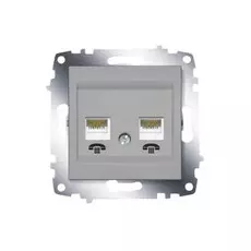 Розетка ABB 619-011000-222 Cosmo информационная TF 2-ая (RJ 11 + RJ 11), 50В, IP20 (алюминий)