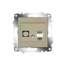 Розетка ABB 619-011400-221 Cosmo TF (RJ 11 + гнездо) 50В, IP20 (титаниум)