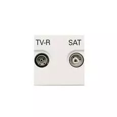 Розетка ABB N2251.8 BL телевизионная TV-R-SAT проходная с накладкой (белая)