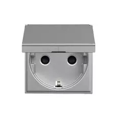 Розетка ABB N2288.1 PL 2CLA228810N1301 с заземлением, со шторками, с крышкой, 16А, 250В, IP20 (серебро)
