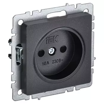 Розетка без заземления IEK BR-R13-10-K02 BRITE с защитными шторками 10А РСш10-2-БрЧ Черный