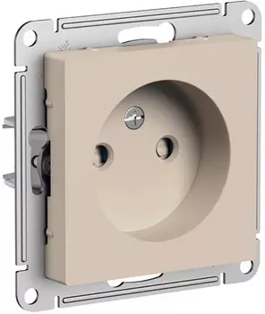 Розетка без заземления Systeme Electric ATN001249 AtlasDesign со шторками, 16А, механизм, Песочный