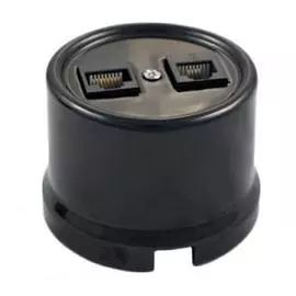 Розетка Bironi B1-302-03 черный, компьютерная 2-ая, RJ45