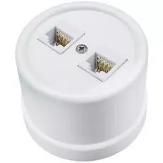 Розетка Bironi B1-302-21 пластик, белая компьютерная 2-ая (RJ45)