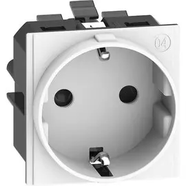 Розетка BTicino KW4141A LIVING NOW немецкого стандарта 2К+З 16А автоматические клеммы, 2 модуля, цвет белый