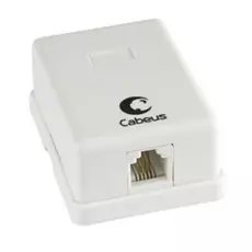 Розетка Cabeus WS-6P4C-TEL-1 телефонная RJ-12(6P4C), одинарная, внешняя, белая
