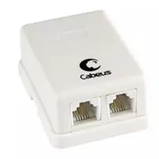 Розетка Cabeus WS-6P4C-TEL-2 телефонная RJ-12(6P4C), двойная, внешняя, белая