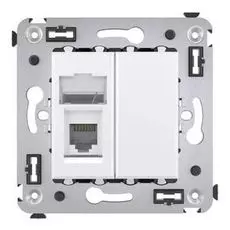 Розетка DKC 4400313 в стену, RJ-12, одинарная, "Белое облако", "Avanti"