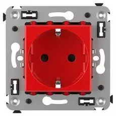 Розетка DKC 4401003 в стену, 2P+E, с з/ш, "Красный квадрат", "Avanti"
