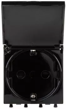 Розетка DKC 4402012 с крышкой модульная, 2P+E, с з/ш, "Черный квадрат", 2модуля, "Avanti"