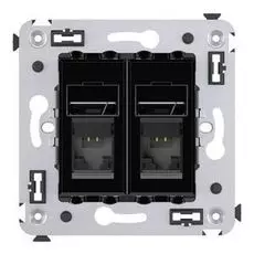 Розетка DKC 4402294 в стену, RJ-45, в стену, кат.6, двойная, "Чёрный квадрат", "Avanti"
