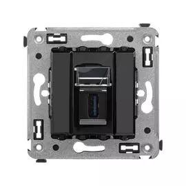 Розетка DKC 4402303 USB 3.0 одинарная в стену, тип А-А, "Черный квадрат", "Avanti"