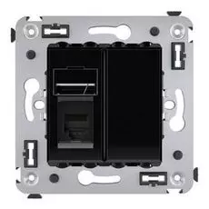 Розетка DKC 4402313 в стену, RJ-12, в стену, одинарная, "Чёрный квадрат", "Avanti"