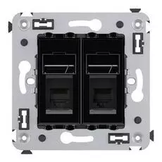 Розетка DKC 4402314 в стену, RJ-12, в стену, двойная, "Чёрный квадрат", "Avanti"