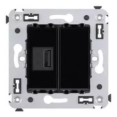 Розетка DKC 4402543 в стену, USB зарядное устройство, "Чёрный квадрат", "Avanti"