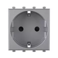 Розетка DKC 4404002 модульная, 2P+E, с з/ш, "Закаленная сталь", 2 модуля, "Avanti"