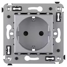 Розетка DKC 4404003 в стену, 2P+E, с з/ш, "Закалённая сталь", "Avanti"