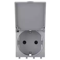 Розетка DKC 4404013 в стену, с крышкой, 2P+E, с з/ш, "Закалённая сталь", "Avanti"