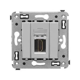Розетка DKC 4404253 HDMI одинарная в стену, тип А-А, "Закаленная сталь", "Avanti"