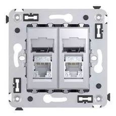 Розетка DKC 4404364 в стену, RJ-45, кат.5e, двойная, экранированная, "Закалённая сталь", "Avanti"