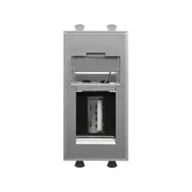 Розетка DKC 4404401 USB 2.0 модульная, тип А-А, "Закаленная сталь", 1 модуль, "Avanti"