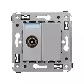 Розетка DKC 4404513 TV проходная в стену, "Закаленная сталь", "Avanti"