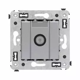 Розетка DKC 4404523 TV оконечная в стену, "Закаленная сталь", "Avanti"